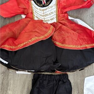 Striking Red and Black Theater Dress with Ruffled Skirt